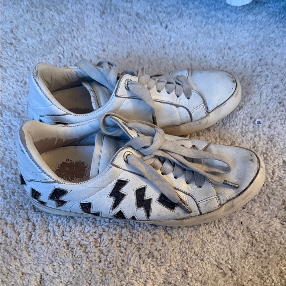 Zadig & Voltaire White and Black Lightning Sneakers 39
